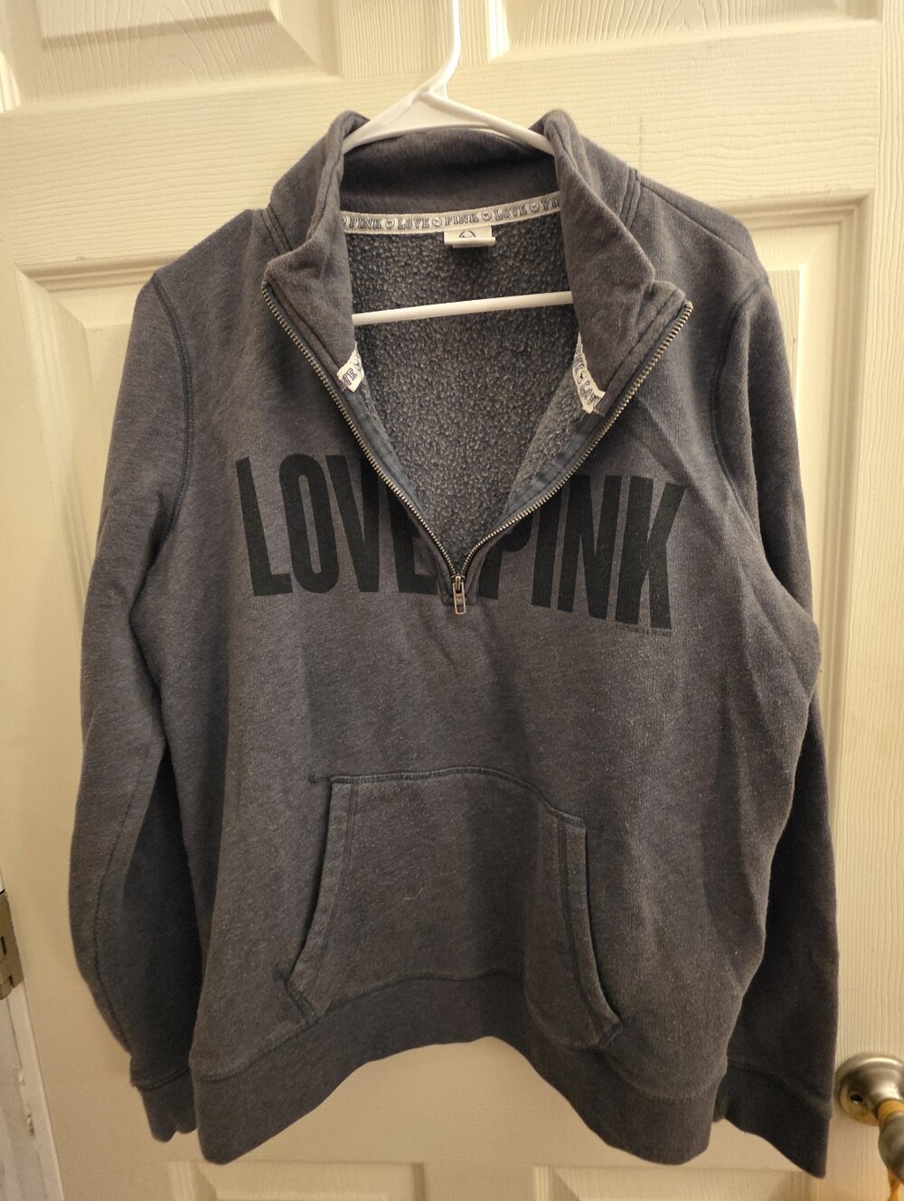Victoria's Secret PINK Half-Zip Pullover Hoodie Gray Size Large